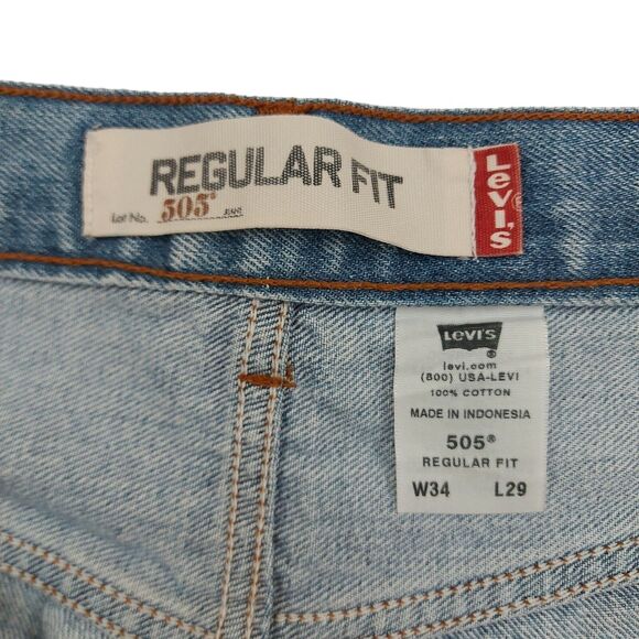 Levi's 505 Regular Fit Jeans Mens 34x29 Blue Straight Leg Premium Denim American - Picture 11 of 11